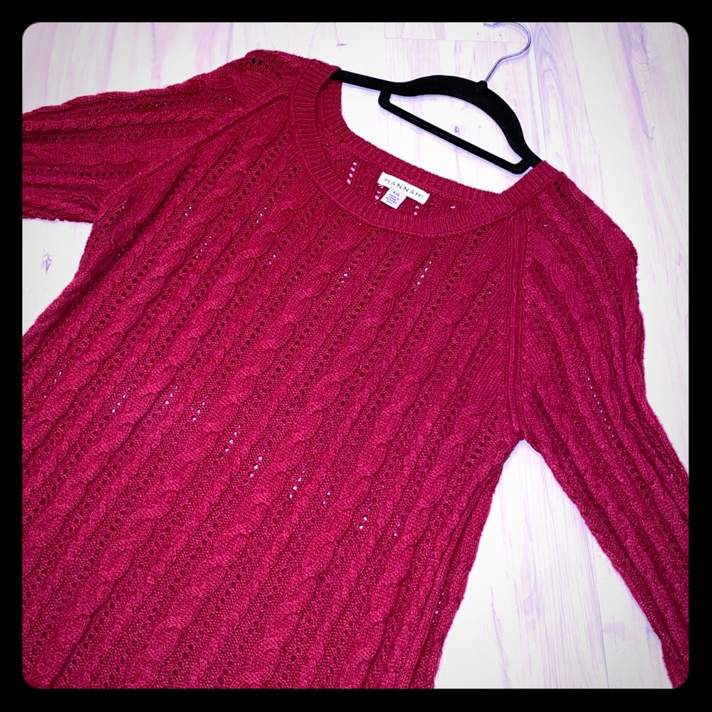 Pinhole Sweater. HANNAH . Women's Lg - Burgundy